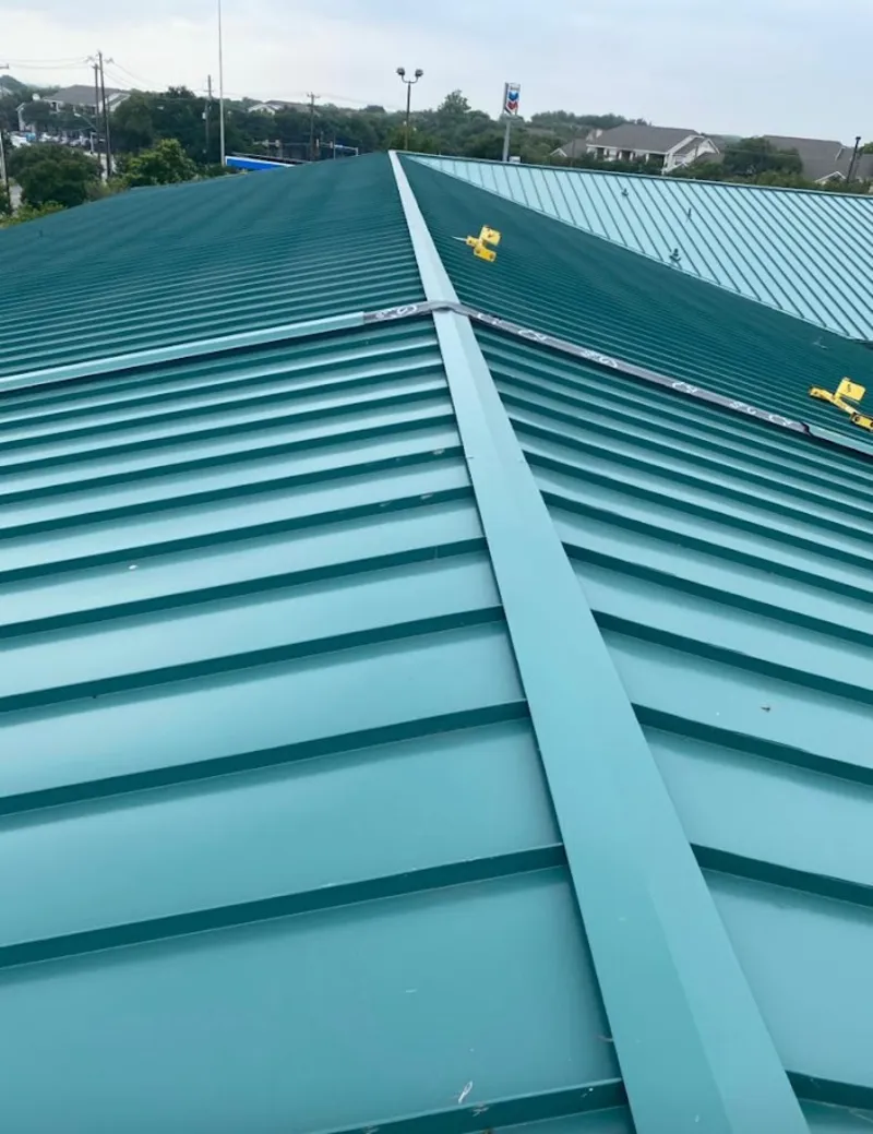 Green commercial metal roof ridge and valley for Metal Roof Repair in Vestavia Hills